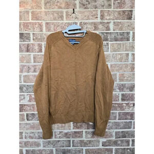 Faconnable 100% Cashmere V Neck Brown Sweater Size M